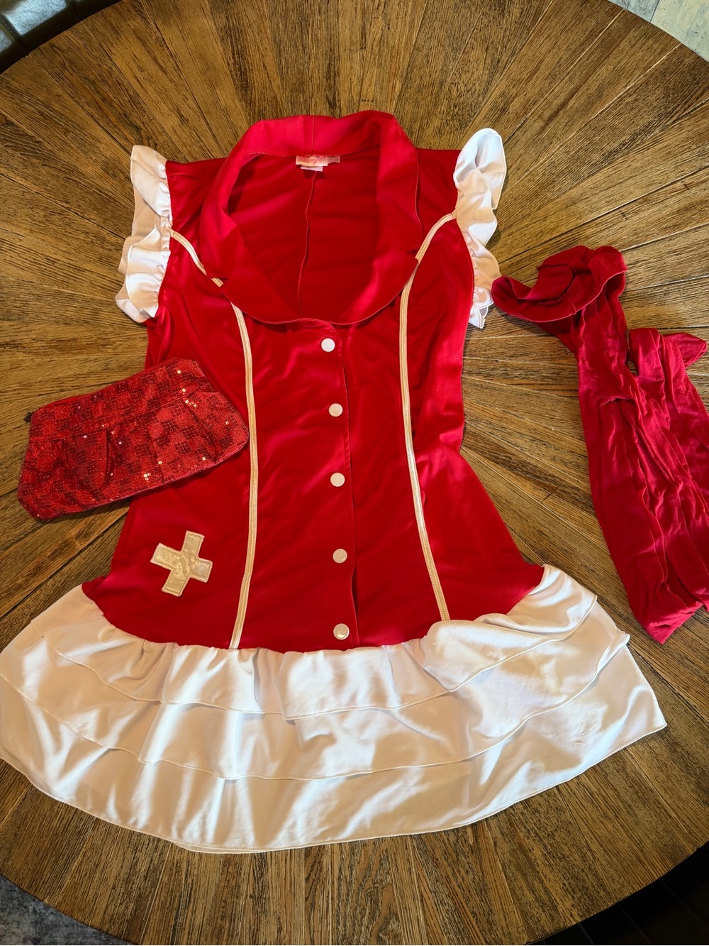 Dreamgirl XL Sexy Nurse Costume 3 Pc Dress Stocking Clutch Bag Halloween Costume